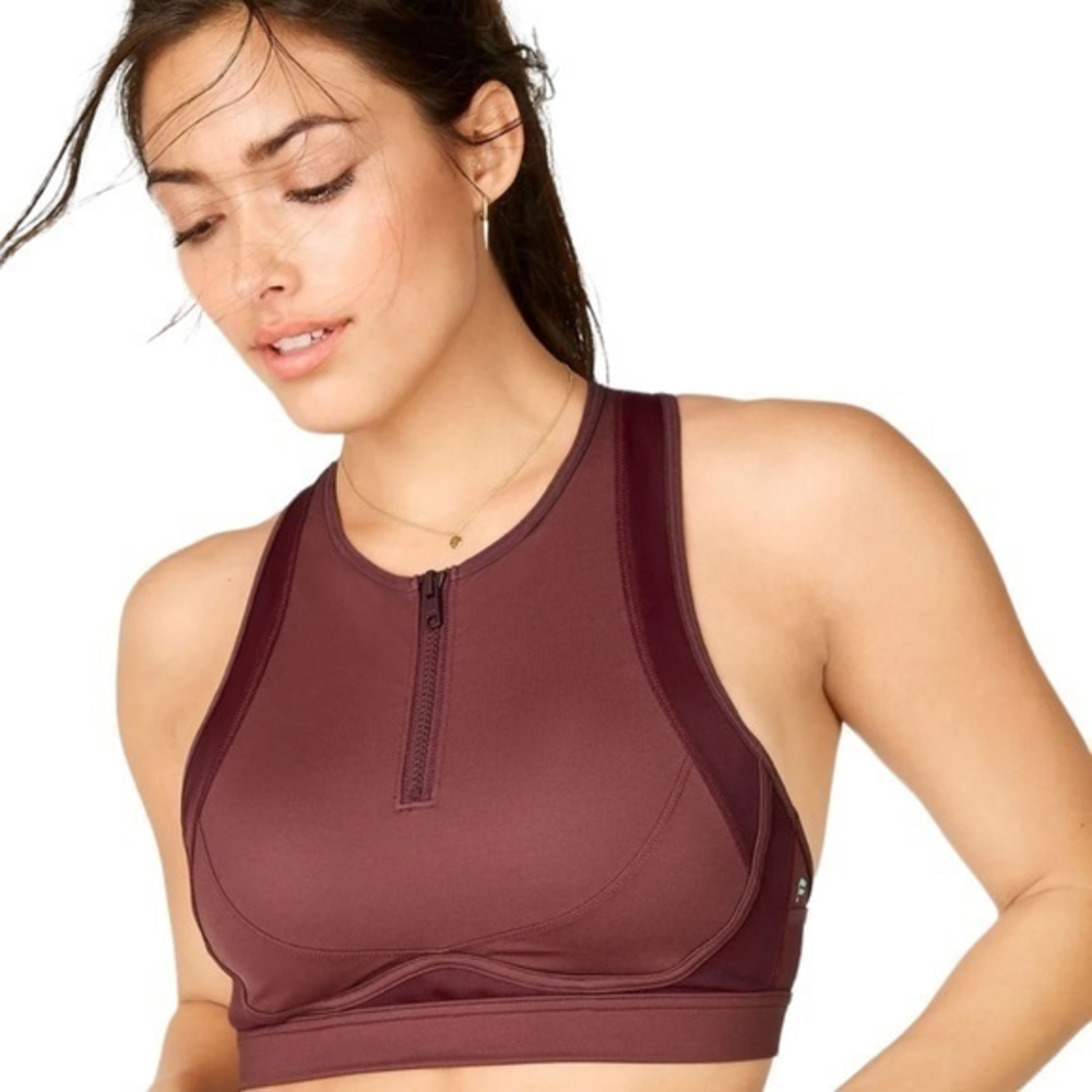 FABLETICS Women's Blare Zip Front High Impact‎ Sports Bra Burgundy Size 4X